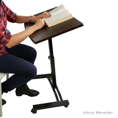 Mind Reader LTCART-BLK Adjustable Standing and Sitting Laptop Cart, Black
