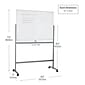 Mind Reader Mobile Double-Sided Dry-Erase Whiteboard, Aluminum Frame, 47" x 36" (ROLLBOARD-WHT)