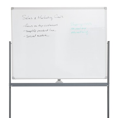 Mind Reader Mobile Double-Sided Dry-Erase Whiteboard, Aluminum Frame, 47" x 36" (ROLLBOARD-WHT)