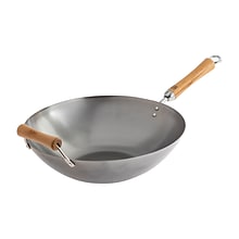 Joyce Chen Classic Series 14-Inch Carbon Steel Wok with Birch Handles, Silver (J21-9978)