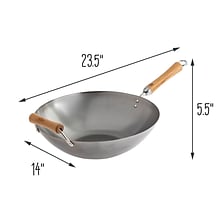 Joyce Chen Classic Series 14-Inch Carbon Steel Wok with Birch Handles, Silver (J21-9978)