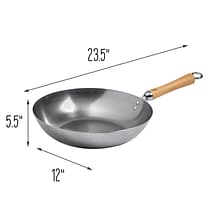 Joyce Chen Classic Series Carbon Steel 12-Inch Stir Fry Pan with Birch Handle, Silver (J21-9979)