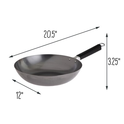 Joyce Chen Professional Series Carbon Steel 12-Inch Stir Fry Pan with Phenolic Handle, Silver (J22-0050)