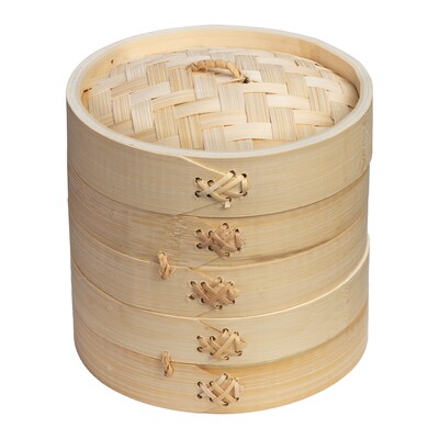 Joyce Chen 2-Tier Bamboo Steamer Baskets with Lid, 6-Inch (J26-0016)