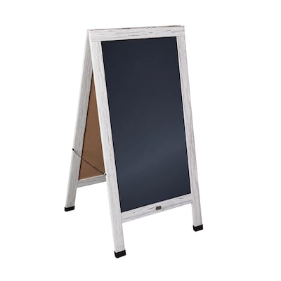 Flash Furniture Canterbury Indoor/Outdoor Chalkboard Sign, White Wash, 48H x 24W (HGWACB4824WHWSH)