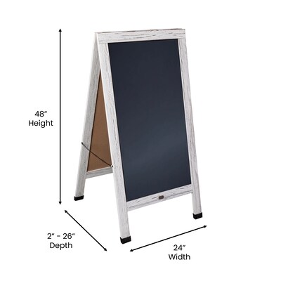 Flash Furniture Canterbury Indoor/Outdoor Chalkboard Sign, White Wash, 48"H x 24"W (HGWACB4824WHWSH)