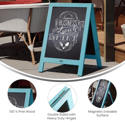 Flash Furniture Canterbury Indoor/Outdoor Chalkboard Sign, Robin Blue, 30"H x 20"W (HGWACB3020RBNBL)