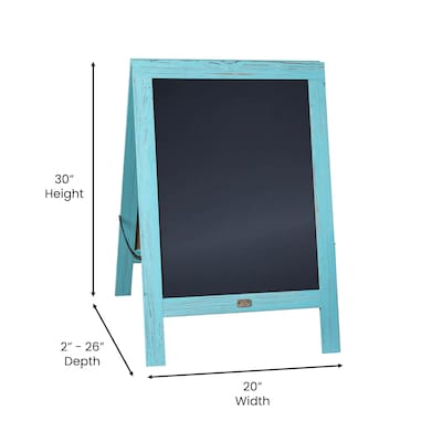 Flash Furniture Canterbury Indoor/Outdoor Chalkboard Sign, Robin Blue, 30"H x 20"W (HGWACB3020RBNBL)