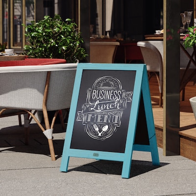 Flash Furniture Canterbury Indoor/Outdoor Chalkboard Sign, Robin Blue, 30"H x 20"W (HGWACB3020RBNBL)