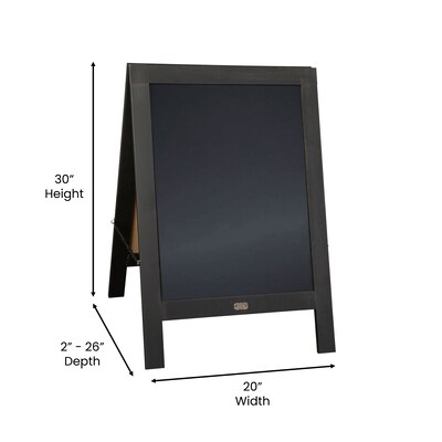 Flash Furniture Canterbury Indoor/Outdoor Chalkboard Sign, Black, 30"H x 20"W (HGWACB3020BLK)