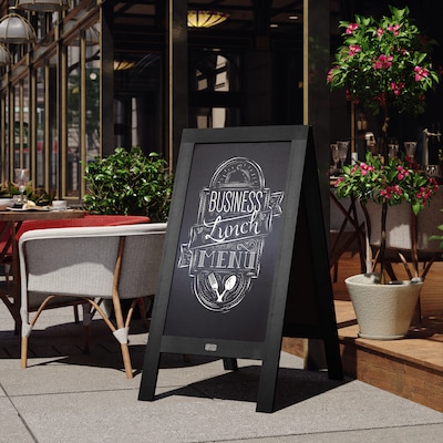 Flash Furniture Canterbury Indoor/Outdoor Chalkboard Sign Set, Black, 48"H x 24"W (HGWACB4824BLK)