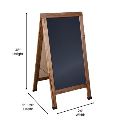 Flash Furniture Canterbury Indoor/Outdoor Chalkboard Sign Set, Torched Brown, 48"H x 24"W (HGWACB4824TORCH)