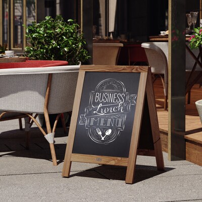 Flash Furniture Canterbury Indoor/Outdoor Chalkboard Sign, Torched Brown, 30"H x 20"W (HGWACB3020TORCH)