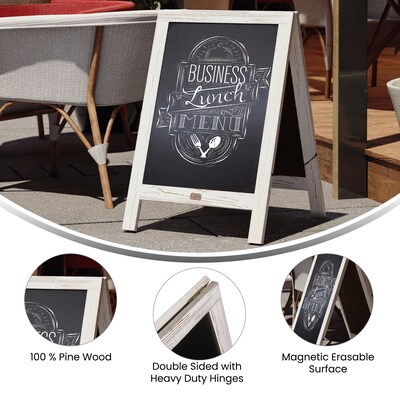 Flash Furniture Canterbury Indoor/Outdoor Chalkboard Sign, White Wash, 30"H x 20"W (HGWACB3020WHWSH)