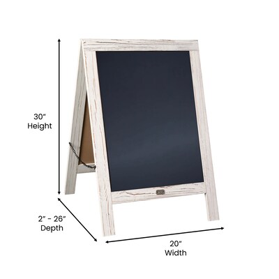 Flash Furniture Canterbury Indoor/Outdoor Chalkboard Sign, White Wash, 30"H x 20"W (HGWACB3020WHWSH)