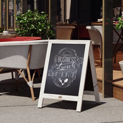 Flash Furniture Canterbury Indoor/Outdoor Chalkboard Sign, White Wash, 30"H x 20"W (HGWACB3020WHWSH)