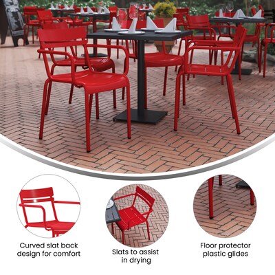 Flash Furniture Nash Modern Metal Dining Chair, Red, 4/Pack (4XUCH10318ARMRD)