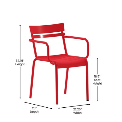 Flash Furniture Nash Modern Metal Dining Chair, Red, 4/Pack (4XUCH10318ARMRD)