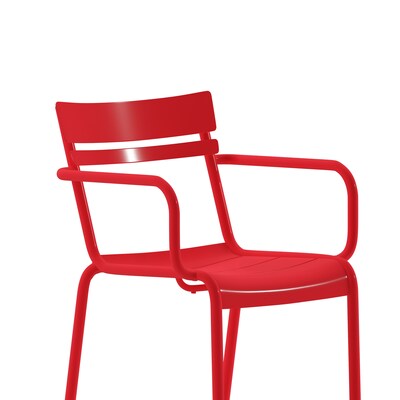Flash Furniture Nash Modern Metal Dining Chair, Red, 4/Pack (4XUCH10318ARMRD)