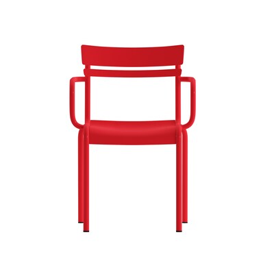 Flash Furniture Nash Modern Metal Dining Chair, Red, 4/Pack (4XUCH10318ARMRD)