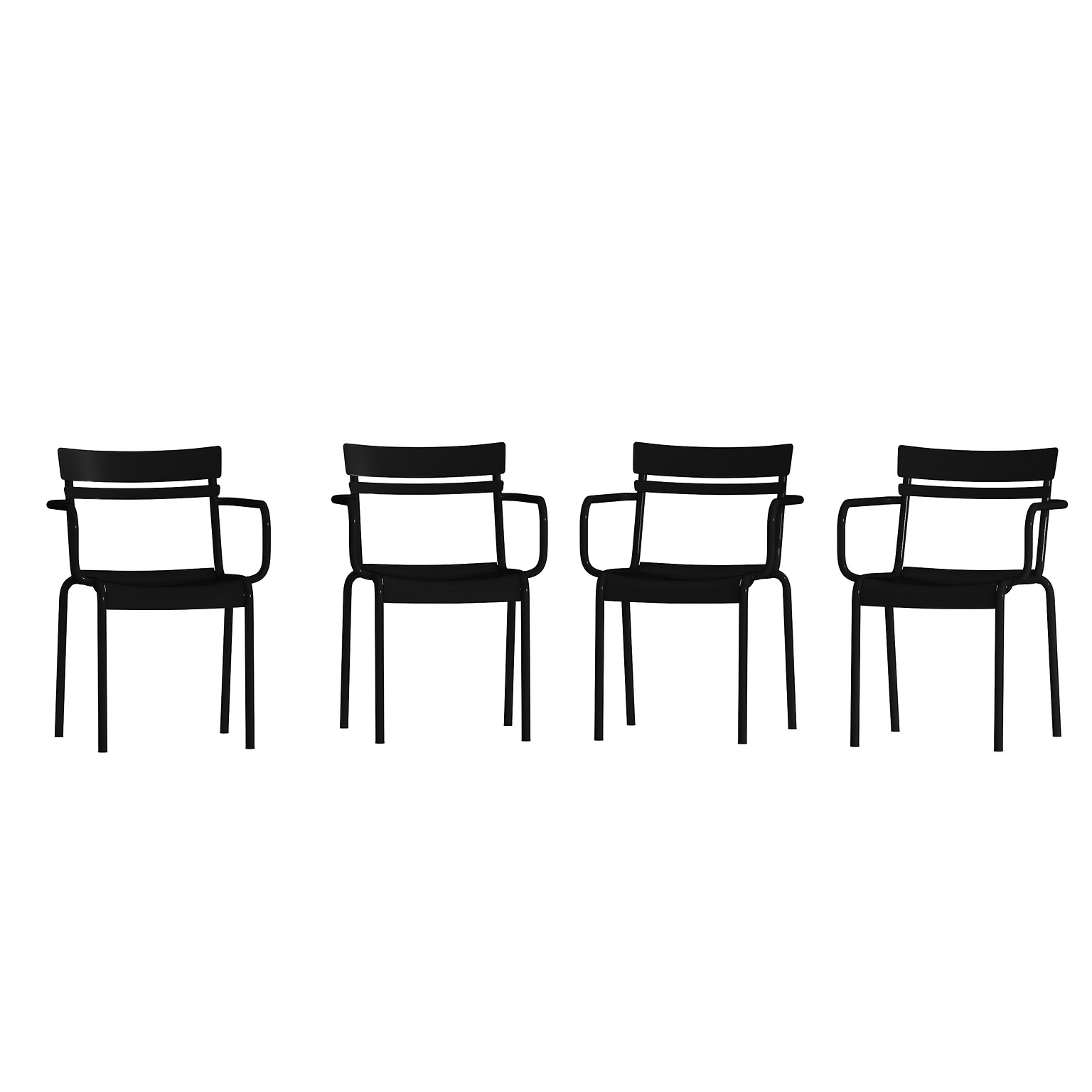 Flash Furniture Nash Modern Metal Dining Chair, Black, 4/Pack (4XUCH10318ARMBK)