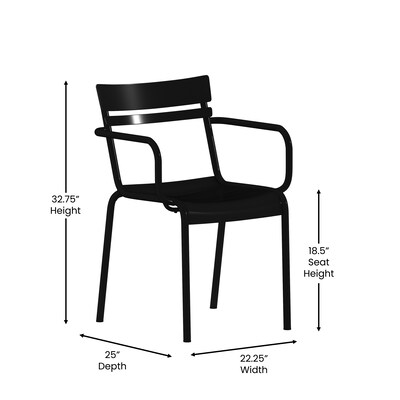 Flash Furniture Nash Modern Metal Dining Chair, Black, 4/Pack (4XUCH10318ARMBK)