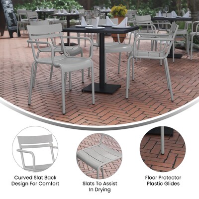 Flash Furniture Nash Modern Metal Dining Chair, Silver, 4/Pack (4XUCH10318ARMSL)