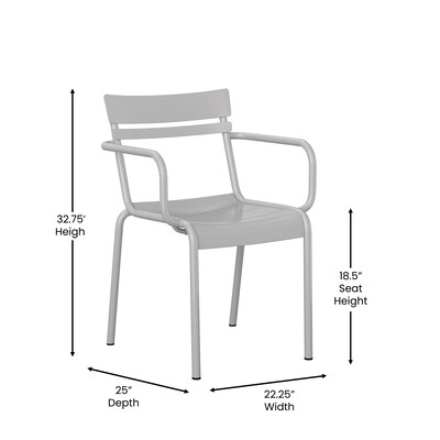 Flash Furniture Nash Modern Metal Dining Chair, Silver, 4/Pack (4XUCH10318ARMSL)