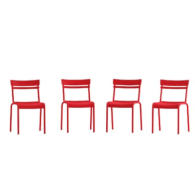 Flash Furniture Nash Modern Metal Side Dining Chair, Red, 4/Pack (4XUCH10318RD)
