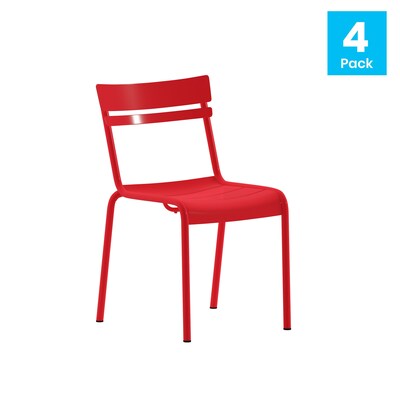 Flash Furniture Nash Modern Metal Side Dining Chair, Red, 4/Pack (4XUCH10318RD)
