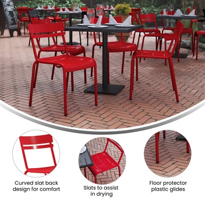 Flash Furniture Nash Modern Metal Side Dining Chair, Red, 4/Pack (4XUCH10318RD)