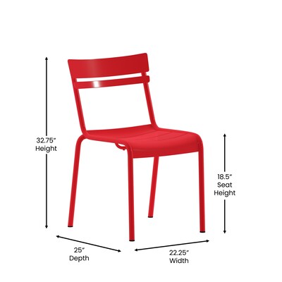 Flash Furniture Nash Modern Metal Side Dining Chair, Red, 4/Pack (4XUCH10318RD)