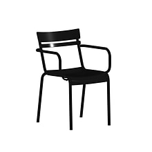 Flash Furniture Nash Modern Metal Dining Chair, Black (XUCH10318ARMBK)