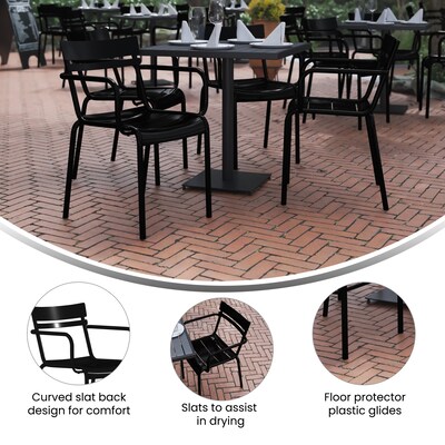 Flash Furniture Nash Modern Metal Dining Chair, Black (XUCH10318ARMBK)