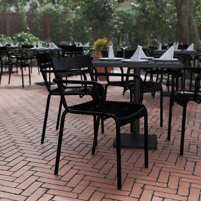 Flash Furniture Nash Modern Metal Dining Chair, Black (XUCH10318ARMBK)