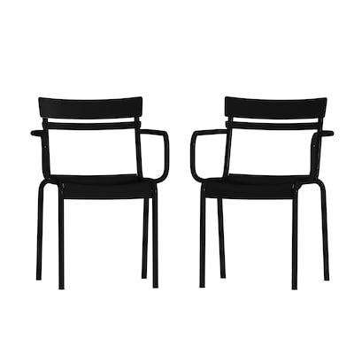 Flash Furniture Nash Modern Metal Dining Chair, Black, 2/Pack (2XUCH10318ARMBK)