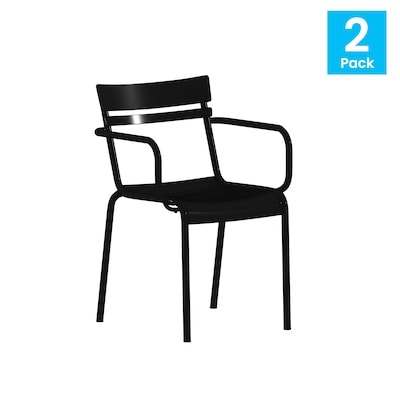 Flash Furniture Nash Modern Metal Dining Chair, Black, 2/Pack (2XUCH10318ARMBK)