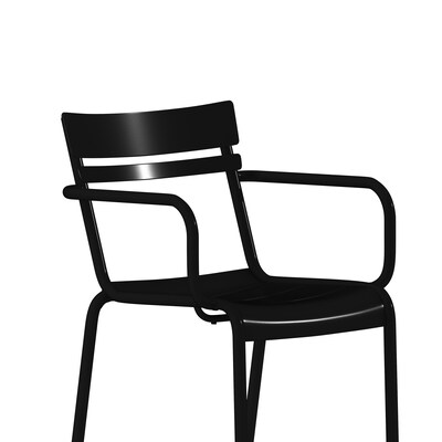 Flash Furniture Nash Modern Metal Dining Chair, Black, 2/Pack (2XUCH10318ARMBK)