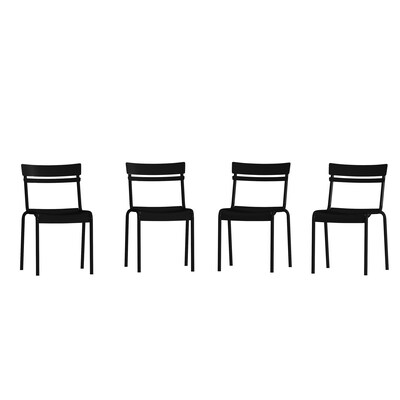 Flash Furniture Nash Modern Metal Side Dining Chair, Black, 4/Pack (4XUCH10318BK)