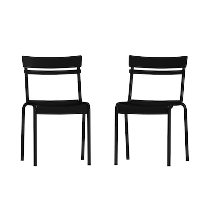 Flash Furniture Nash Modern Metal Side Dining Chair, Black, 2/Pack (2XUCH10318BK)