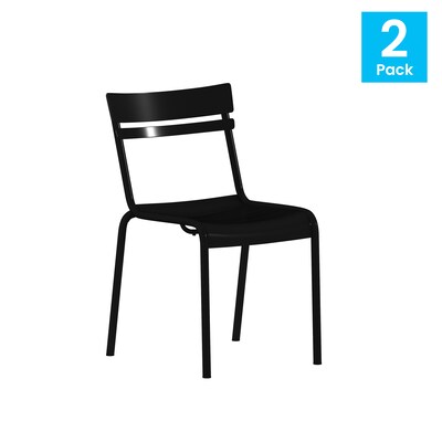 Flash Furniture Nash Modern Metal Side Dining Chair, Black, 2/Pack (2XUCH10318BK)