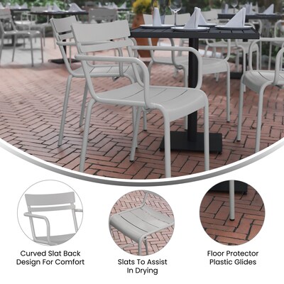 Flash Furniture Nash Modern Metal Dining Chair, Silver (XUCH10318ARMSIL)