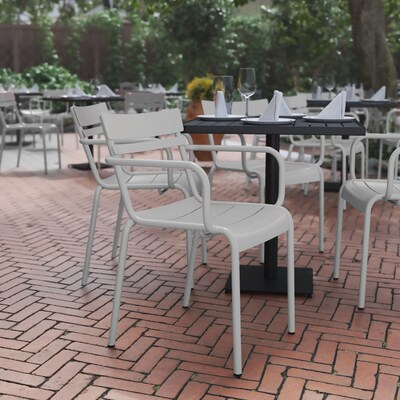 Flash Furniture Nash Modern Metal Dining Chair, Silver (XUCH10318ARMSIL)