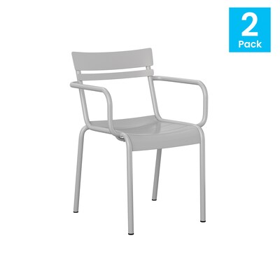 Flash Furniture Nash Modern Metal Dining Chair, Silver, 2/Pack (2XUCH10318ARMSL)