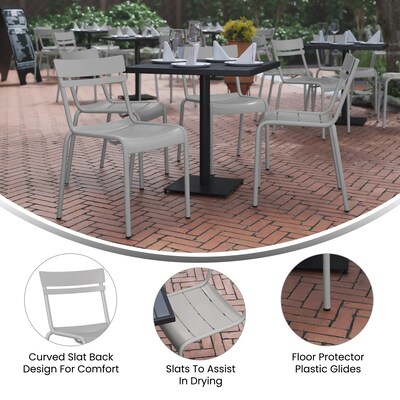 Flash Furniture Nash Modern Metal Side Dining Chair, Silver, 4/Pack (4XUCH10318SIL)