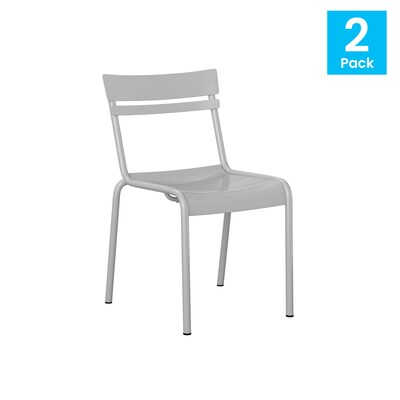 Flash Furniture Nash Modern Metal Side Dining Chair, Silver, 2/Pack (2XUCH10318SL)