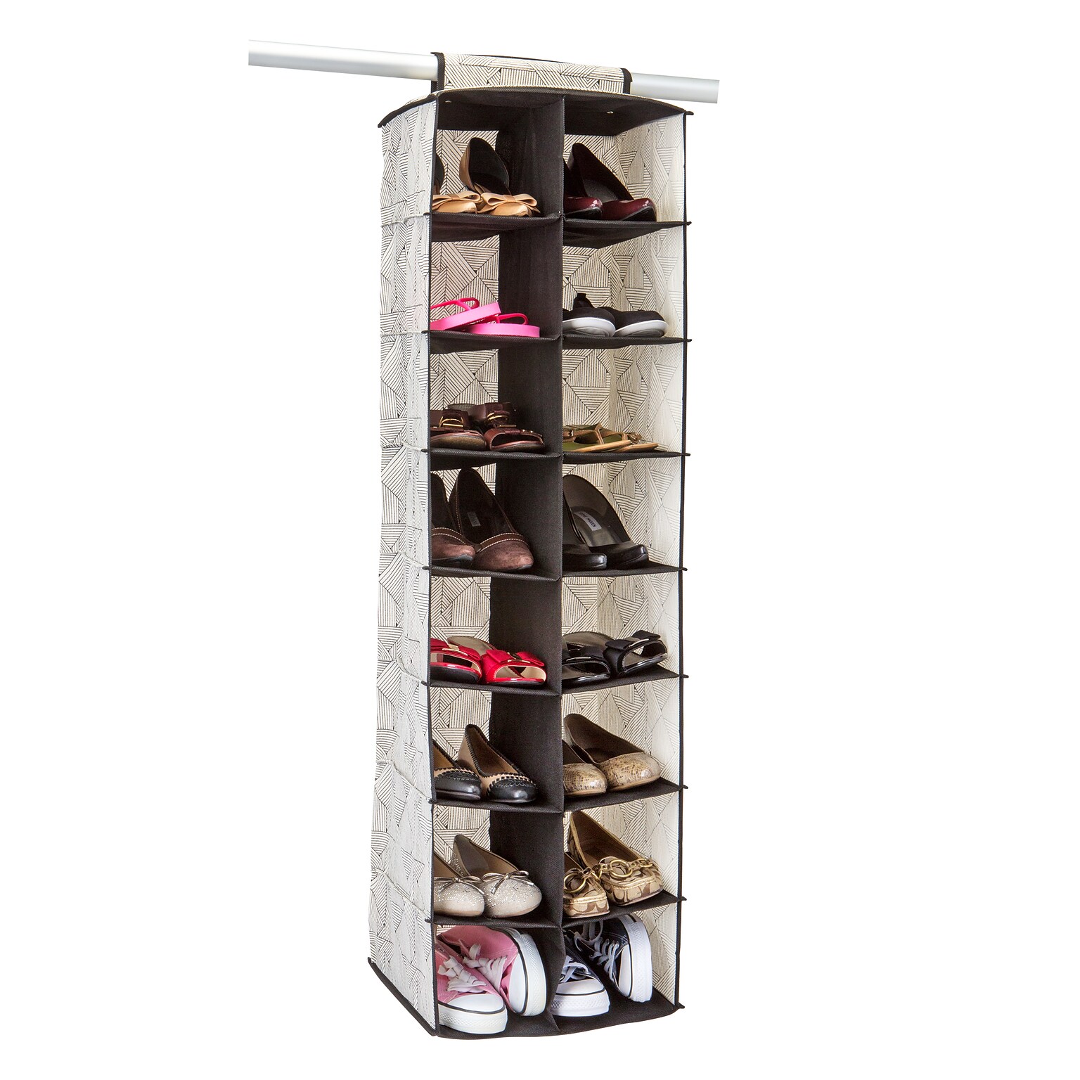 Closet Candie16 Pocket Shoe Organizer, Geo Natural (M-77826)