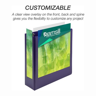 Samsill Earth's Choice Plant-Based 3"  Durable View Binders, 3 Ring , Made in USA, Assorted Fashion Colors, 4/Pack (MP48689)