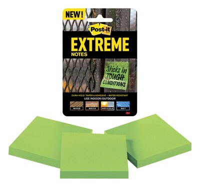 Post-it® Extreme Notes, 3 x 3, Green, 3 Pads/Pack (EXTRM33-3TRYGN)