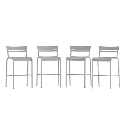 Flash Furniture Nash Modern Steel Slat-Back Barstool, Silver, 4 Pieces/Pack (4XUCH10318BSL)